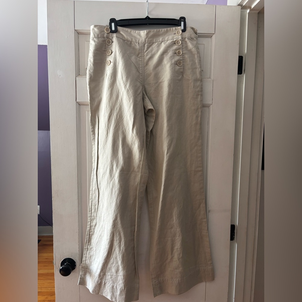 Max Studios linen blend wide leg pants, khaki